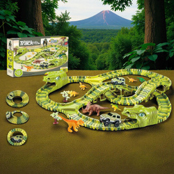 TOR WYŚCIGOWY Elastyczny Dino Park XXL DINOZAUR JURASSIC NA BATERIĘ KOLEJKA