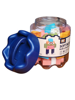 DUŻE MIĘKKIE KLOCKI 30 EL. DLA DZIECI PLASTIKOWE ZESTAW POJEMNIK I NAKLEJKI