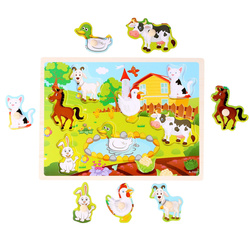 ZABAWKA INTERAKTYWNA KLOCKI DREWNIANE EDUKACYJNE DLA DZIECI PUZZLE FARMA