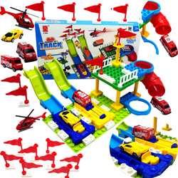 Klocki konstrukcyjne ZESTAW TOR PARKING WYRZUTNIA DLA AUTA +4 AUTKA