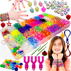 GUMKI DO ROBIENIA BRANSOLETEK ZESTAW w pudełku ZAWIESZKI LITERKI KORALIKI