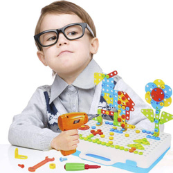 KLOCKI KONSTRUKCYJNE 252EL. Z WIERTARKA ZABAWKA ZESTAW NARZĘDZI DLA DZIECI