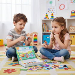 SIĄŻKA UKŁADANKA MAGNETYCZNA ZWIERZĘTA ZOO kreatywna zabawa dla dzieci 3+