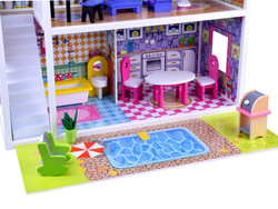 DUŻY Drewniany domek dla LALEK meble ZA2122