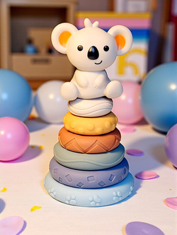 KLOCKI SENSORYCZNE GRYZAKI WIEŻA KOSTKA DO UKŁADANIA Z MIŚ MIĘKKIE GUMOWE