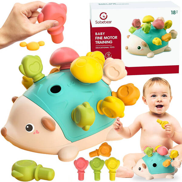 Jeżyk sorter Montessori nauka Jeż układanka edukacyjna kolce klocki zabawka