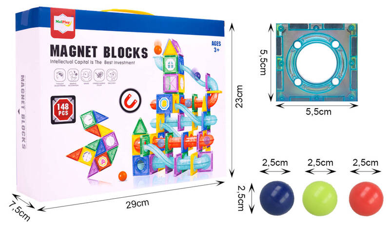 KLOCKI MAGNETYCZNE KONSTRUKTYWNE ZJEŹDZALNIA TOR KULKOWY DLA KULEK
