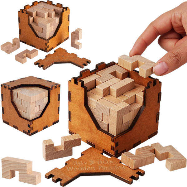 KOSTKA IQ Box Gra logiczna Puzzle 3D UKŁADANKA KLOCKI z drewna MEGA TRUDNE